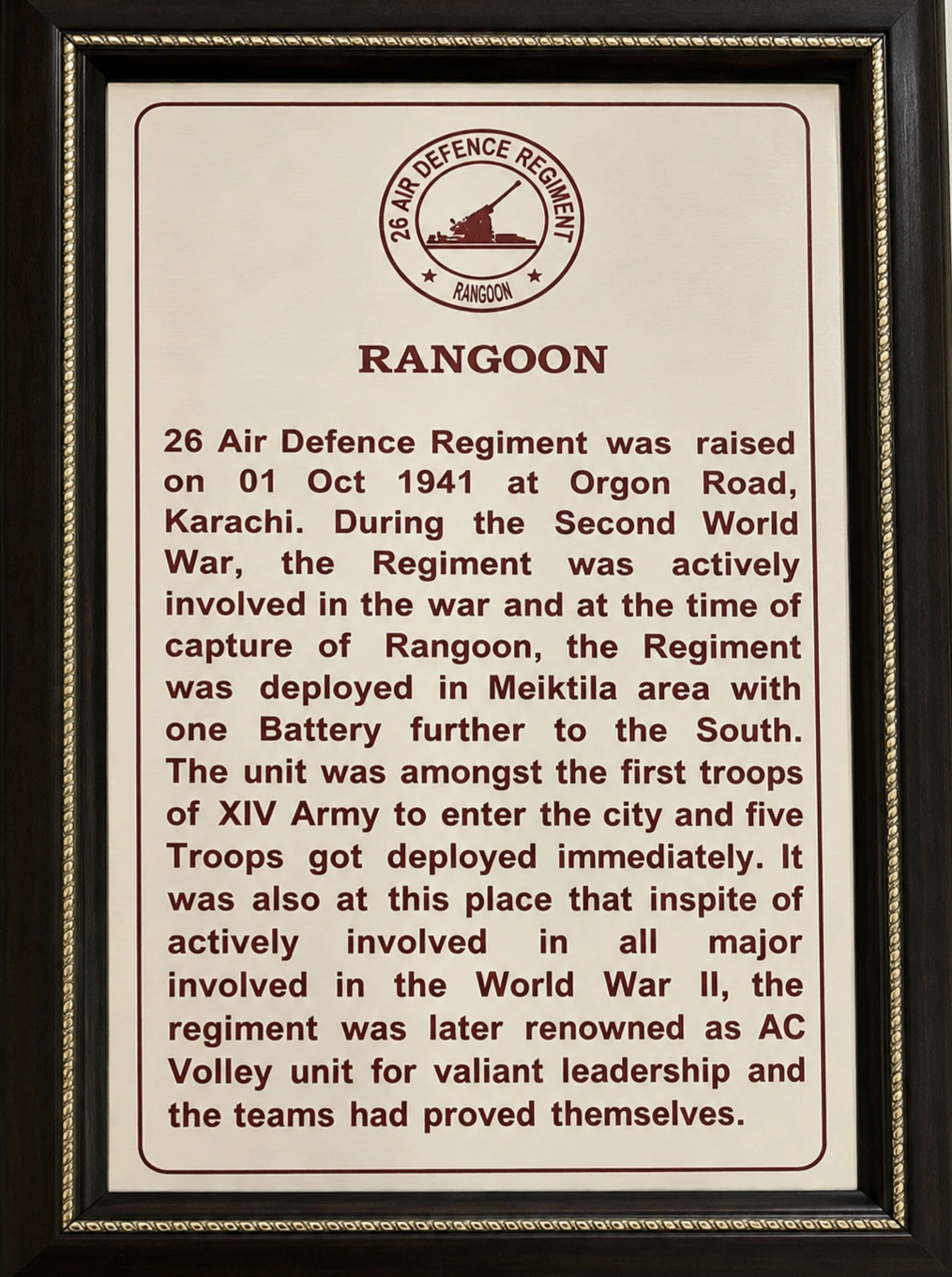 Commemorative History Frame